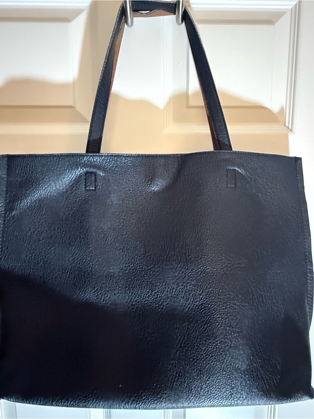 Classic Black or Cognac Reversable PolyurethaneTote Bag